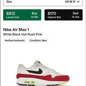Whit / pink volt rush pink air max 1